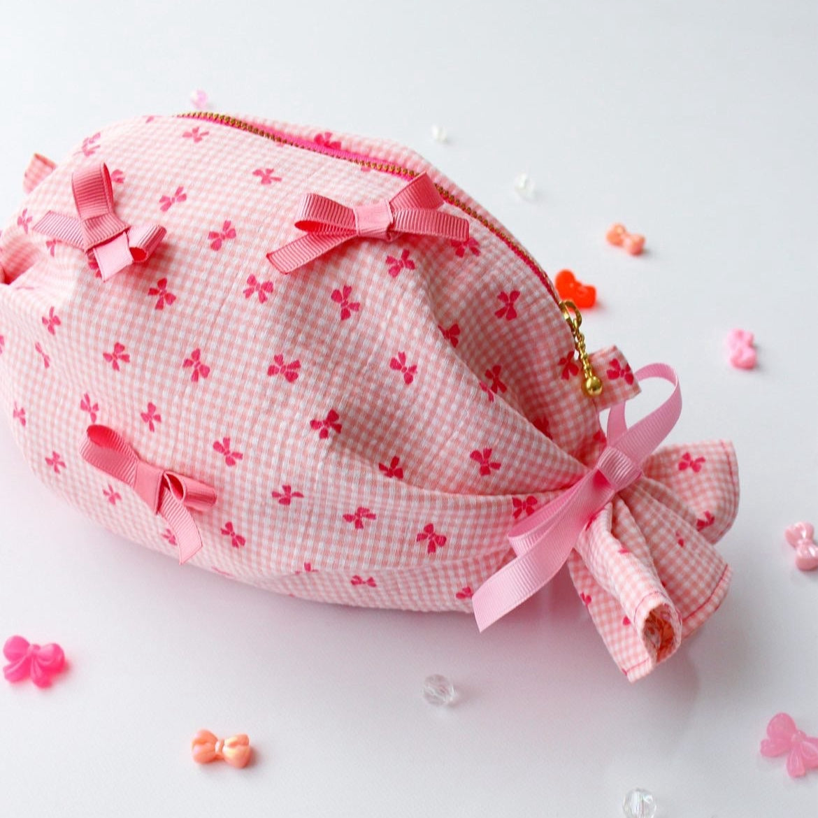 【即納】ripple mini ribbon check / コットン  / リボン / チェック ［CO022］