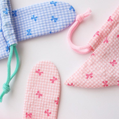 【即納】ripple mini ribbon check / コットン  / リボン / チェック ［CO022］