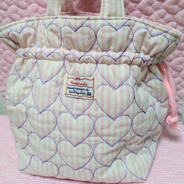 【即納】sugar stripe heart quilting / ストライプ / キルティング［QU016］