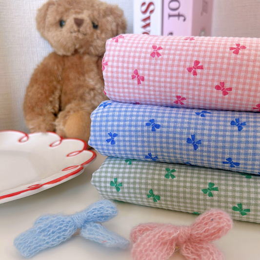 【即納】ripple mini ribbon check / コットン  / リボン / チェック ［CO022］