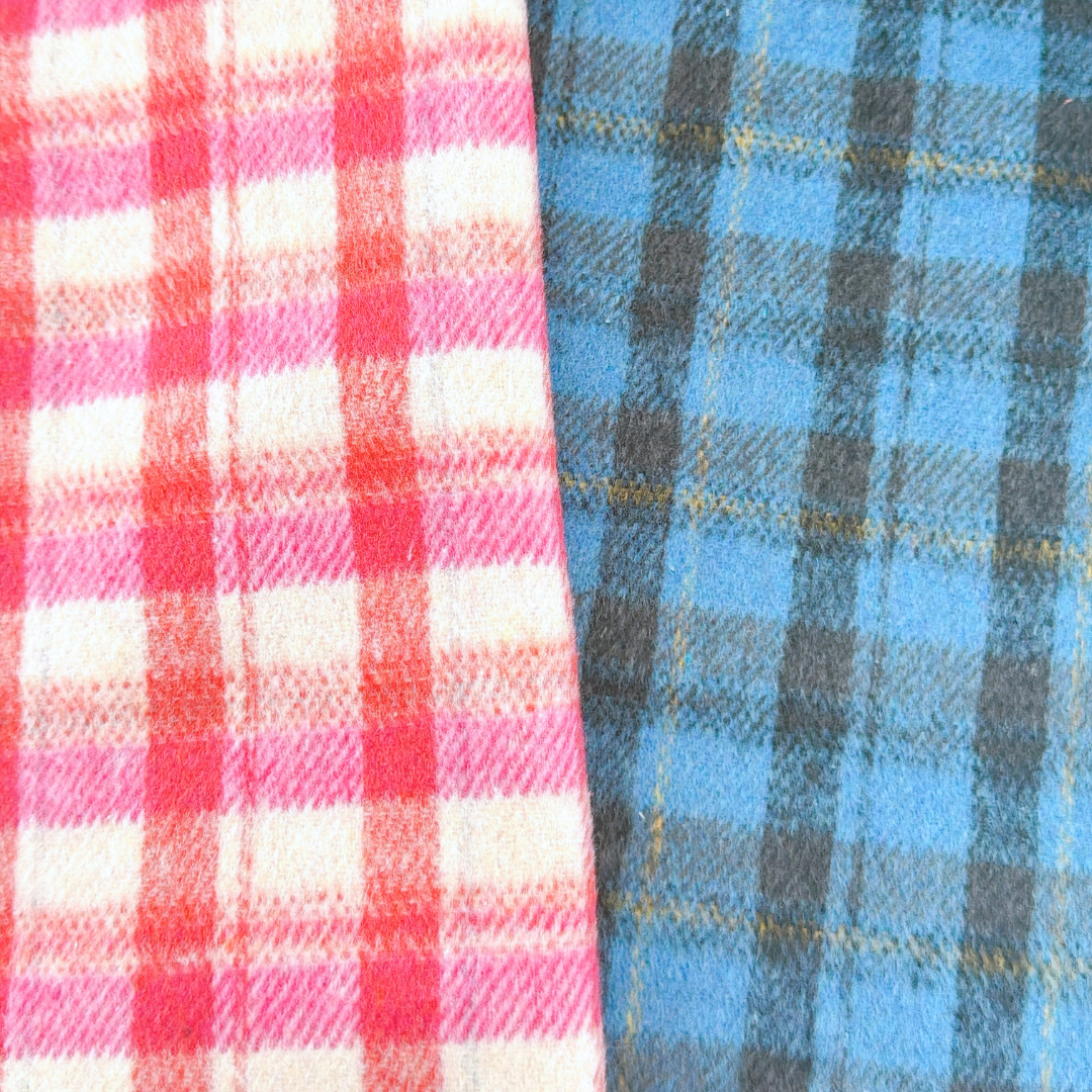 【即納】fluffy wool check / ウール / チェック / コットン / ポリエステル［CO087］