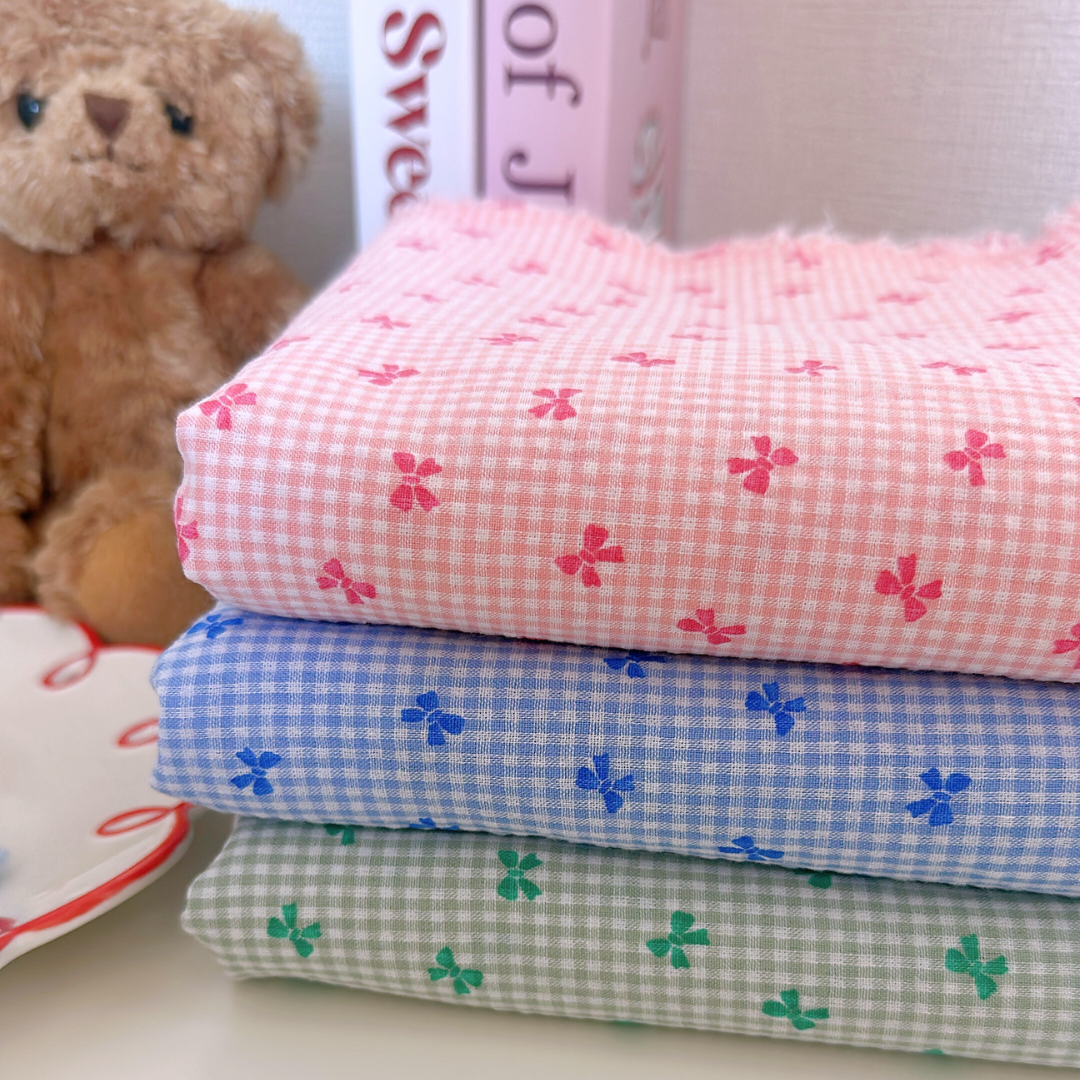 【即納】ripple mini ribbon check / コットン  / リボン / チェック ［CO022］