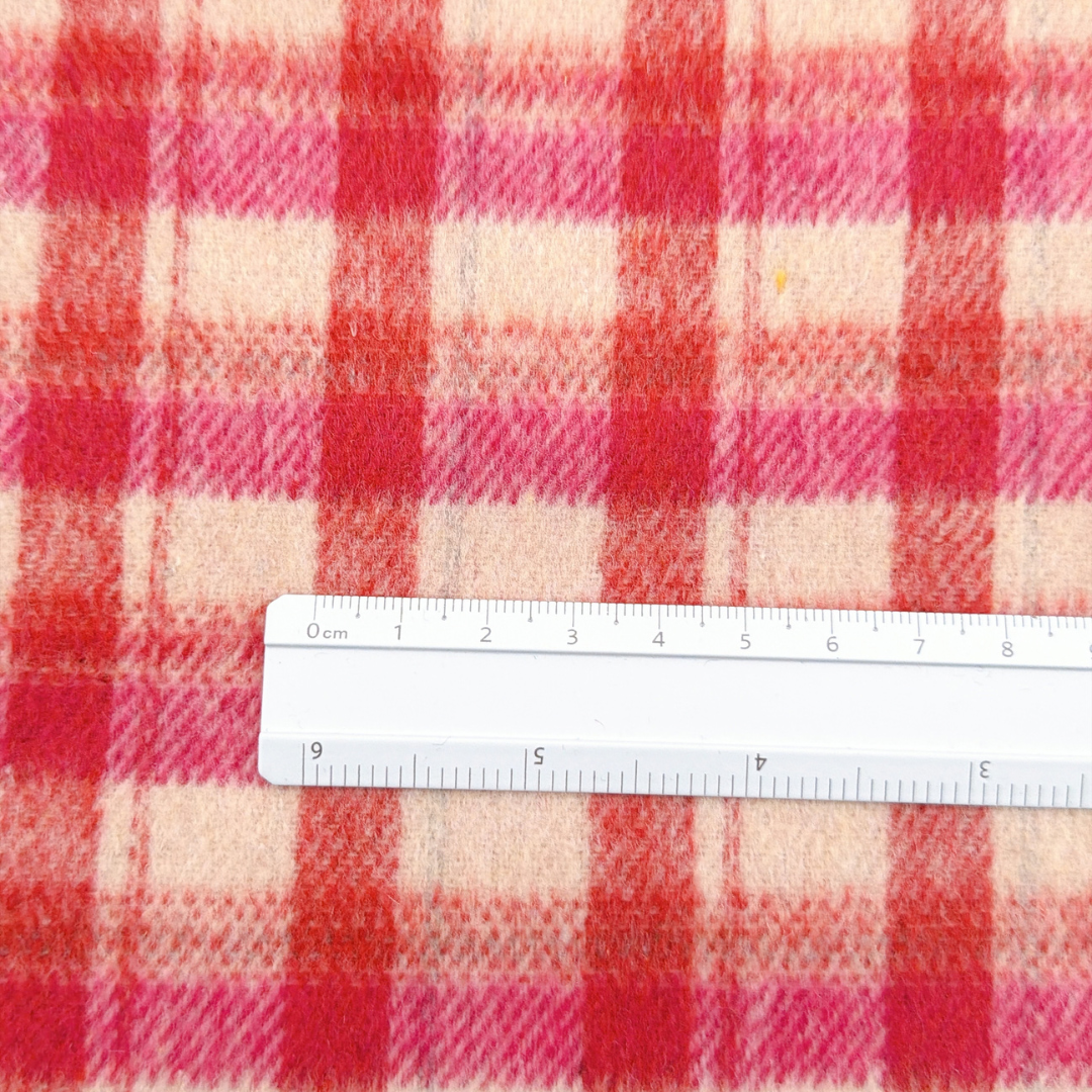 【即納】fluffy wool check / ウール / チェック / コットン / ポリエステル［CO087］