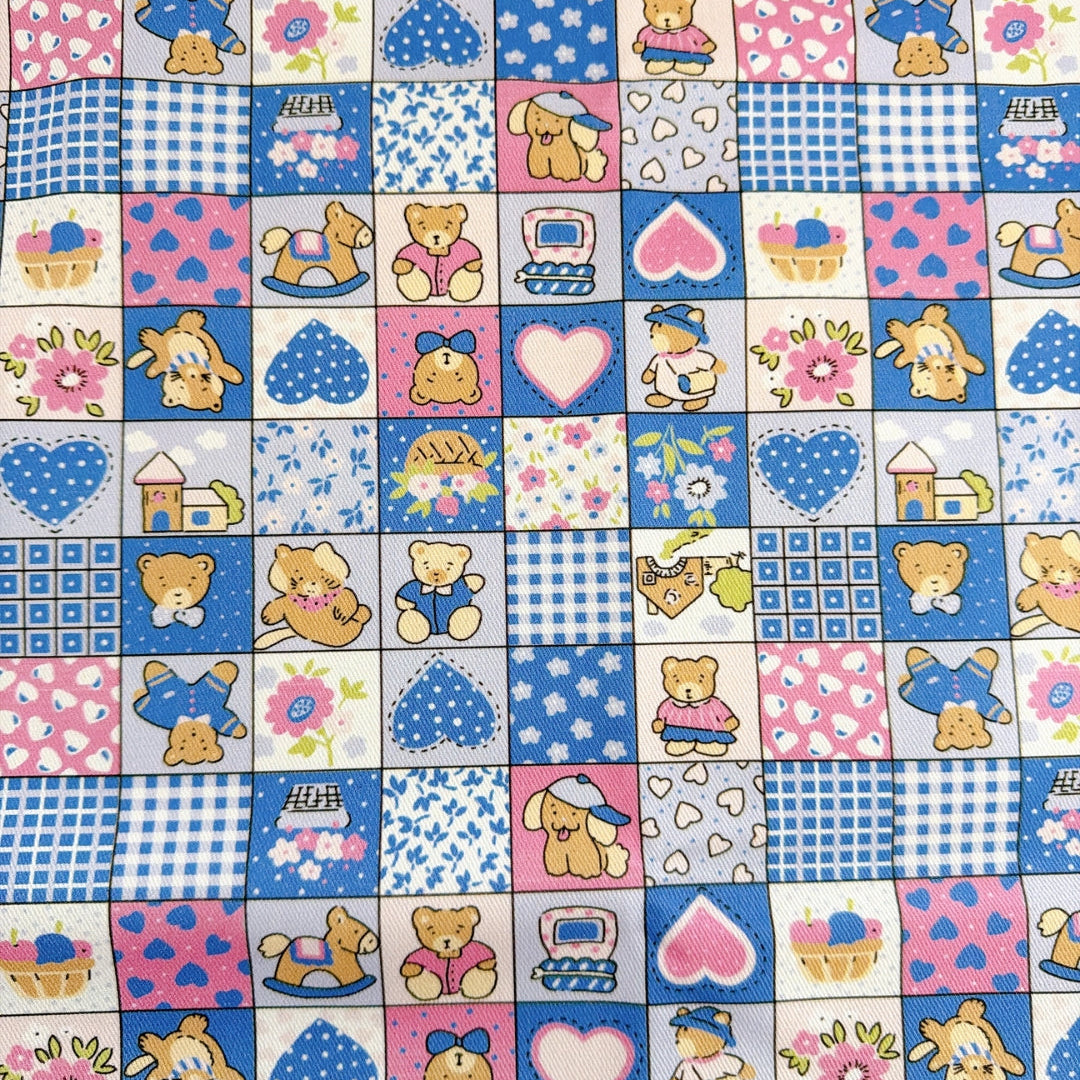 【即納】teddy patchwork twill / くま / パッチワーク / コットン / ツイル［CO072］