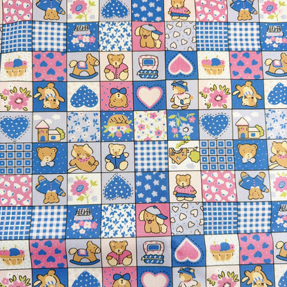 【即納】teddy patchwork twill / くま / パッチワーク / コットン / ツイル［CO072］