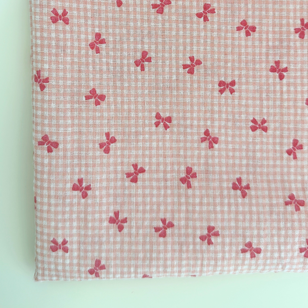 【即納】ripple mini ribbon check / コットン  / リボン / チェック ［CO022］