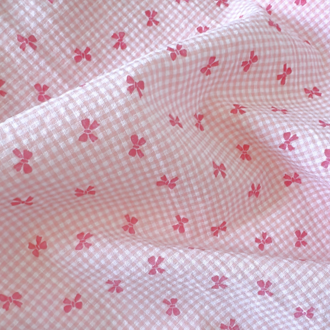 【即納】ripple mini ribbon check / コットン  / リボン / チェック ［CO022］