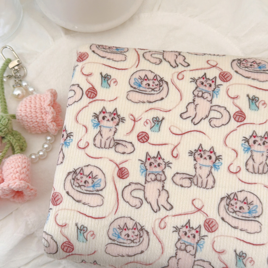 【即納】little cat velour rib / リブ / ねこ / ポリエステル［PO027］