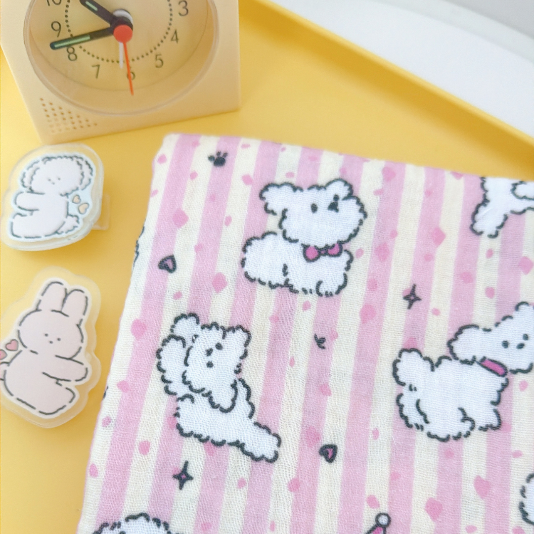 【新作SALE🐶🪽】puppy stripe garze / いぬ / ガーゼ / スライプ / コットン［CO083］