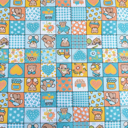【即納】teddy patchwork twill / くま / パッチワーク / コットン / ツイル［CO072］