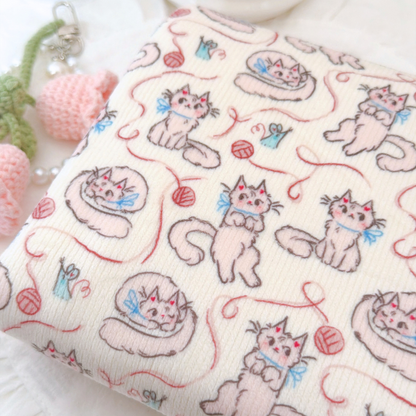 【即納】little cat velour rib / リブ / ねこ / ポリエステル［PO027］