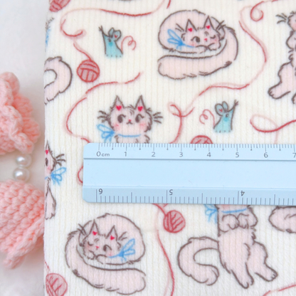 【即納】little cat velour rib / リブ / ねこ / ポリエステル［PO027］