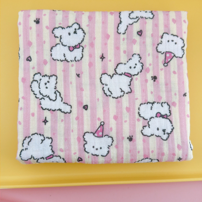 【新作SALE🐶🪽】puppy stripe garze / いぬ / ガーゼ / スライプ / コットン［CO083］