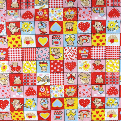 【即納】teddy patchwork twill / くま / パッチワーク / コットン / ツイル［CO072］