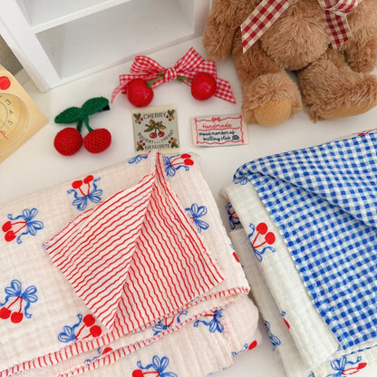 【即納】cherry blue garze / コットン / ガーゼ / チェリー［CO061］