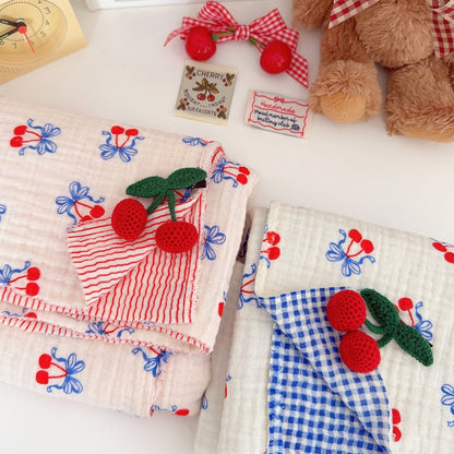 【即納】cherry blue garze / コットン / ガーゼ / チェリー［CO061］