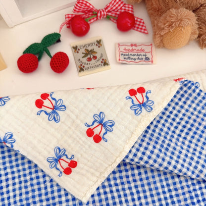 【即納】cherry blue garze / コットン / ガーゼ / チェリー［CO061］