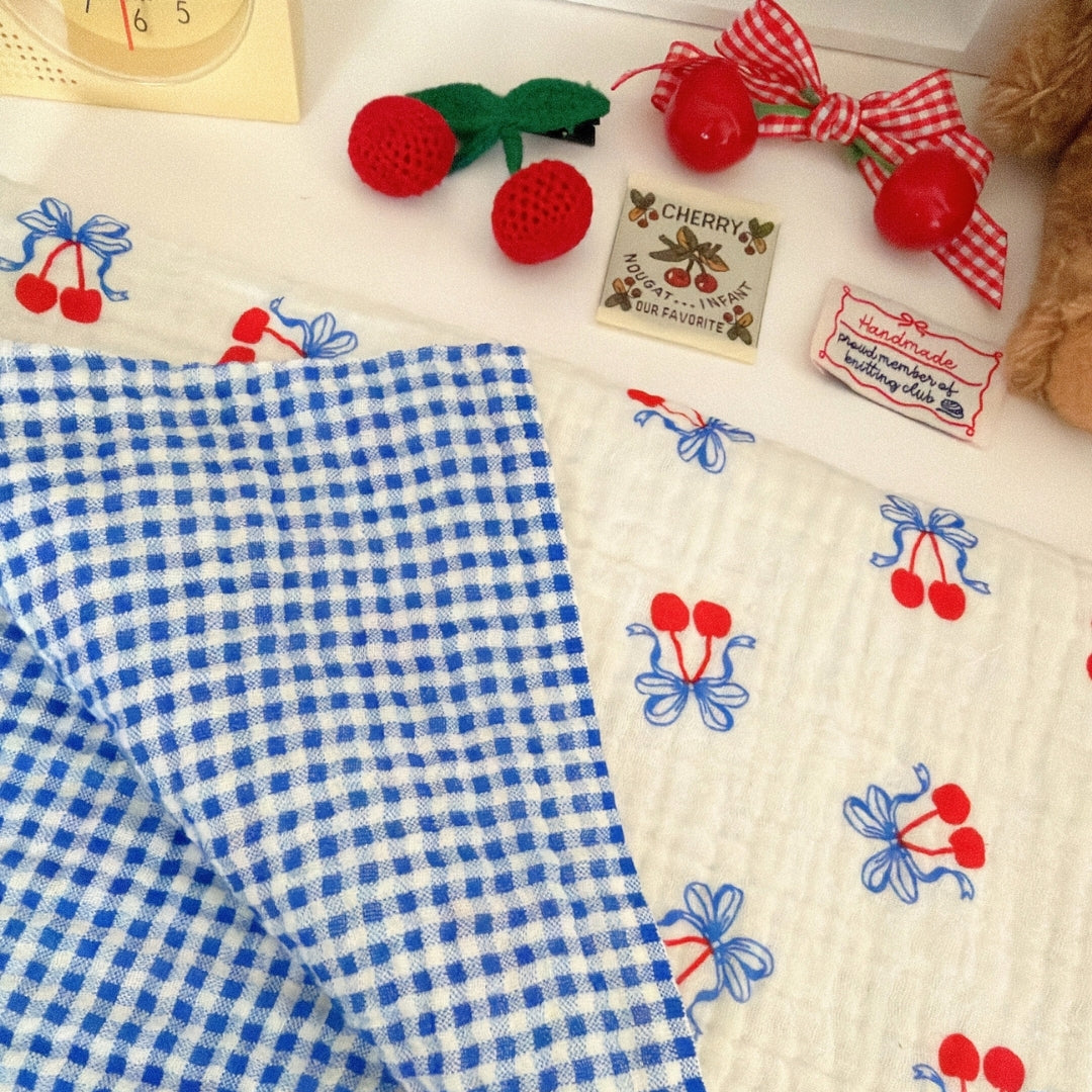 【即納】cherry blue garze / コットン / ガーゼ / チェリー［CO061］