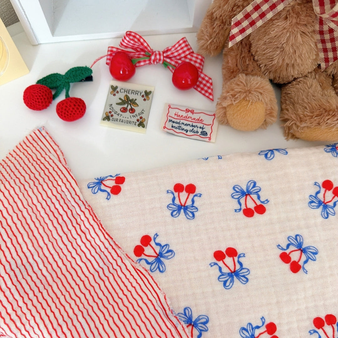 【即納】cherry blue garze / コットン / ガーゼ / チェリー［CO061］