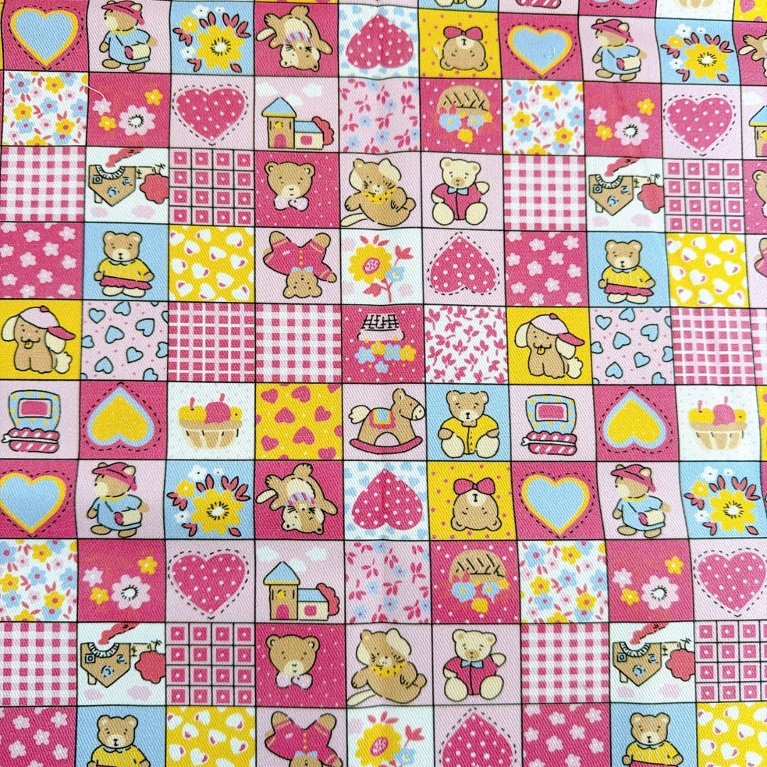 【即納】teddy patchwork twill / くま / パッチワーク / コットン / ツイル［CO072］