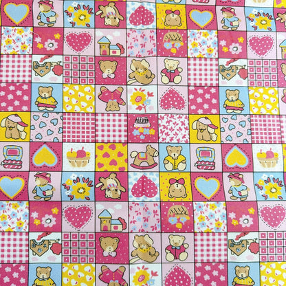 【即納】teddy patchwork twill / くま / パッチワーク / コットン / ツイル［CO072］