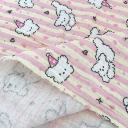 【新作SALE🐶🪽】puppy stripe garze / いぬ / ガーゼ / スライプ / コットン［CO083］