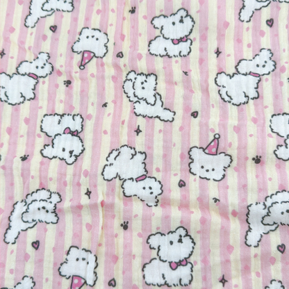 【新作SALE🐶🪽】puppy stripe garze / いぬ / ガーゼ / スライプ / コットン［CO083］