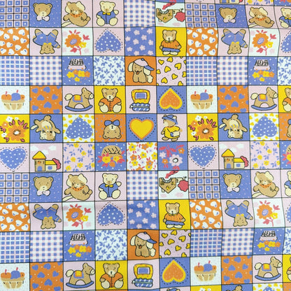 【即納】teddy patchwork twill / くま / パッチワーク / コットン / ツイル［CO072］