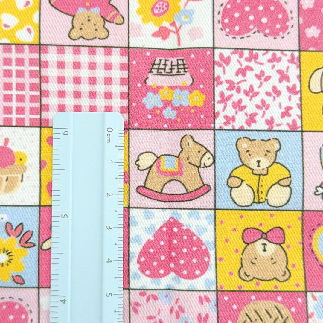 【即納】teddy patchwork twill / くま / パッチワーク / コットン / ツイル［CO072］