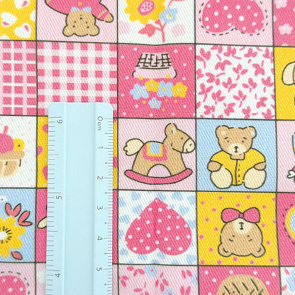 【即納】teddy patchwork twill / くま / パッチワーク / コットン / ツイル［CO072］
