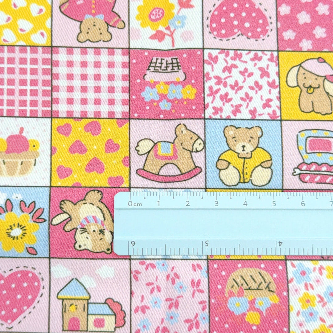 【即納】teddy patchwork twill / くま / パッチワーク / コットン / ツイル［CO072］