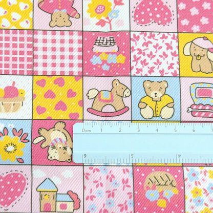 【即納】teddy patchwork twill / くま / パッチワーク / コットン / ツイル［CO072］