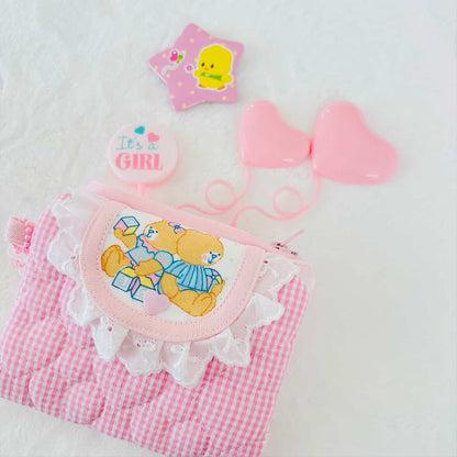 【即納】gingham seersucker heart quilting / ギンガム  / ハート / キルティング［QU019］