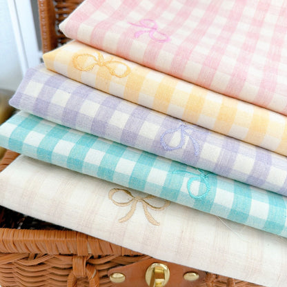 【即納】french gingham ribbon / 刺繍 / コットン / ギンガム / リボン［EM011］