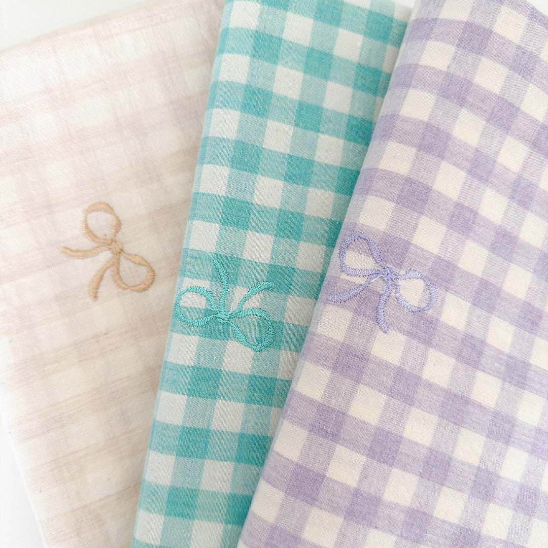 【即納】french gingham ribbon / 刺繍 / コットン / ギンガム / リボン［EM011］