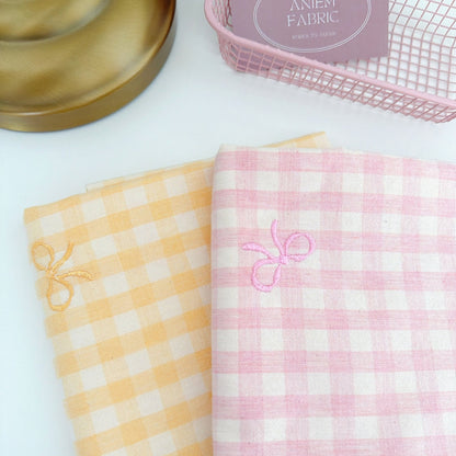 【即納】french gingham ribbon / 刺繍 / コットン / ギンガム / リボン［EM011］