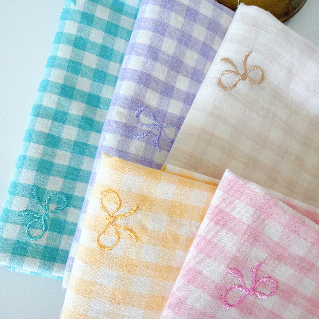 【即納】french gingham ribbon / 刺繍 / コットン / ギンガム / リボン［EM011］