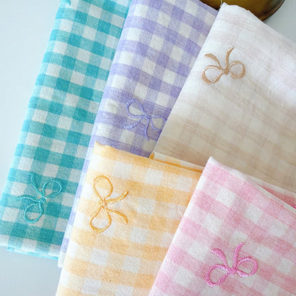 【即納】french gingham ribbon / 刺繍 / コットン / ギンガム / リボン［EM011］