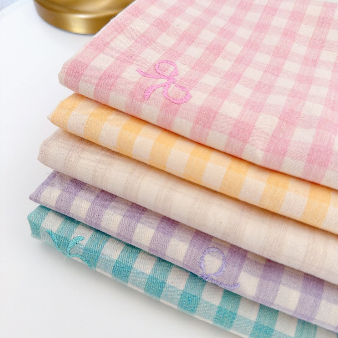 【即納】french gingham ribbon / 刺繍 / コットン / ギンガム / リボン［EM011］