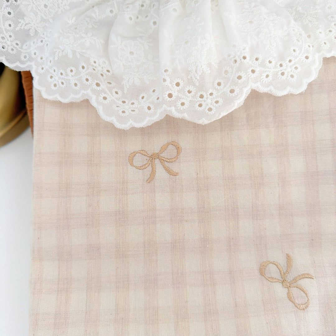 【即納】french gingham ribbon / 刺繍 / コットン / ギンガム / リボン［EM011］