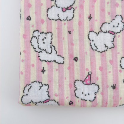 【新作SALE🐶🪽】puppy stripe garze / いぬ / ガーゼ / スライプ / コットン［CO083］
