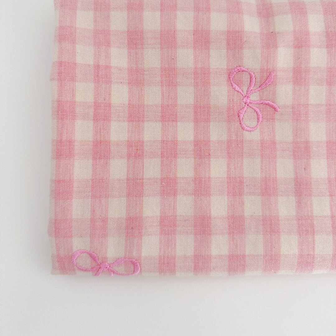 【即納】french gingham ribbon / 刺繍 / コットン / ギンガム / リボン［EM011］
