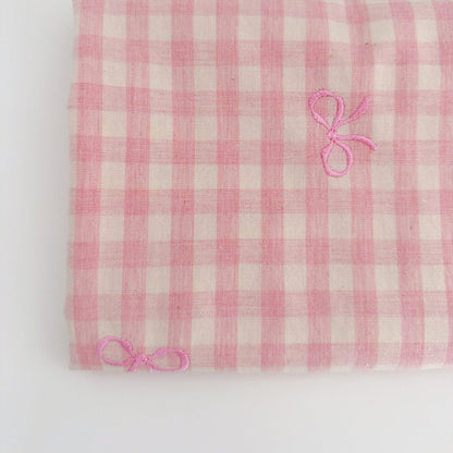 【即納】french gingham ribbon / 刺繍 / コットン / ギンガム / リボン［EM011］