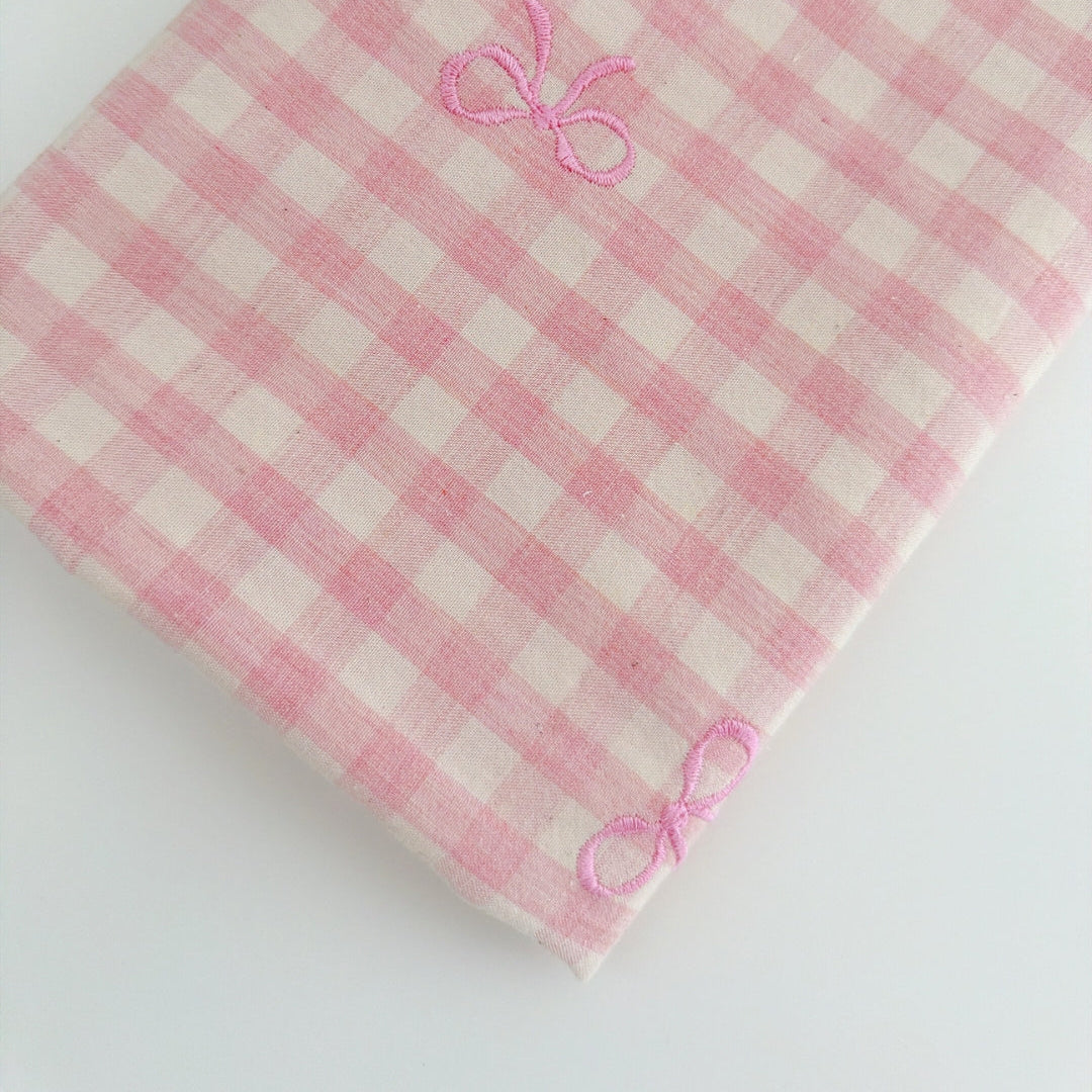 【即納】french gingham ribbon / 刺繍 / コットン / ギンガム / リボン［EM011］