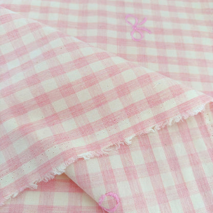 【即納】french gingham ribbon / 刺繍 / コットン / ギンガム / リボン［EM011］
