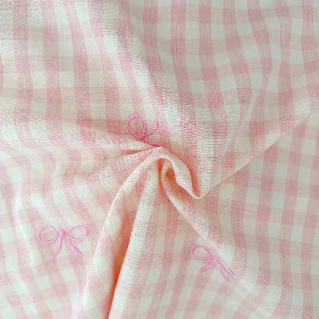 【即納】french gingham ribbon / 刺繍 / コットン / ギンガム / リボン［EM011］