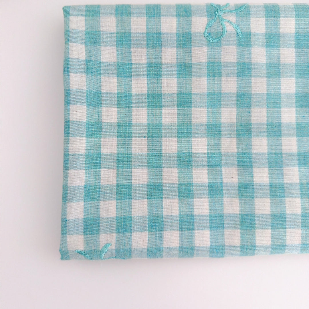 【即納】french gingham ribbon / 刺繍 / コットン / ギンガム / リボン［EM011］