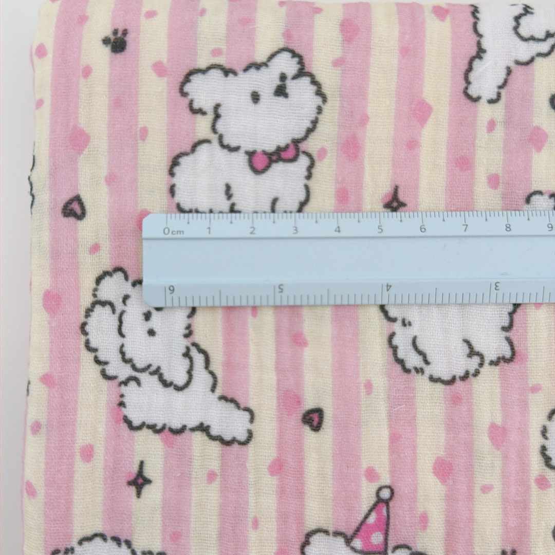 【新作SALE🐶🪽】puppy stripe garze / いぬ / ガーゼ / スライプ / コットン［CO083］