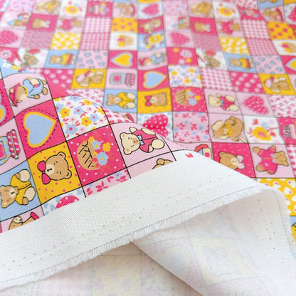 【即納】teddy patchwork twill / くま / パッチワーク / コットン / ツイル［CO072］