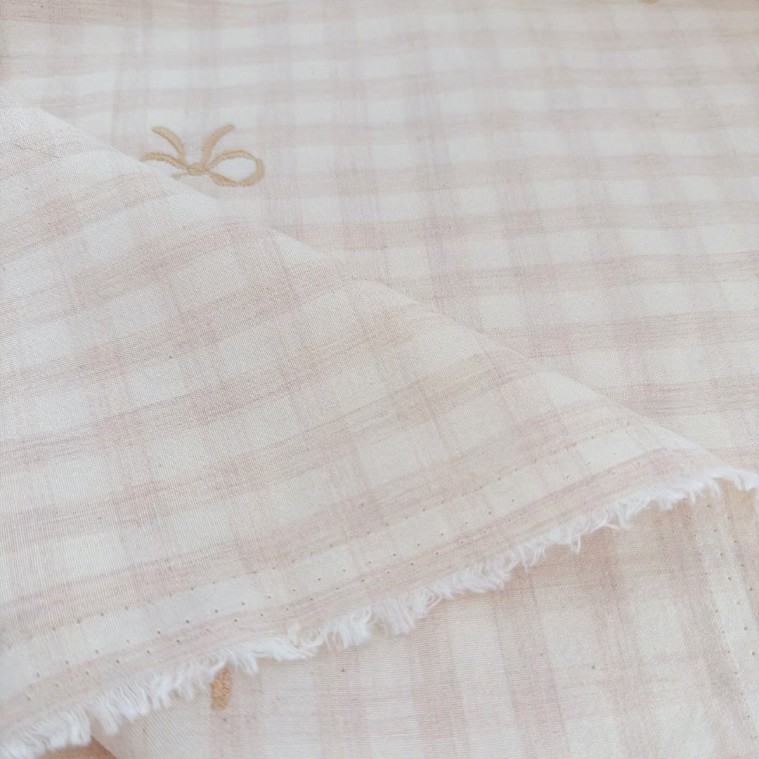 【即納】french gingham ribbon / 刺繍 / コットン / ギンガム / リボン［EM011］